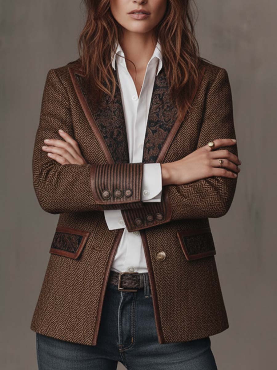GISÈLE | BLAZER CON PANELES Y ESTAMPADO DE ESPIGA