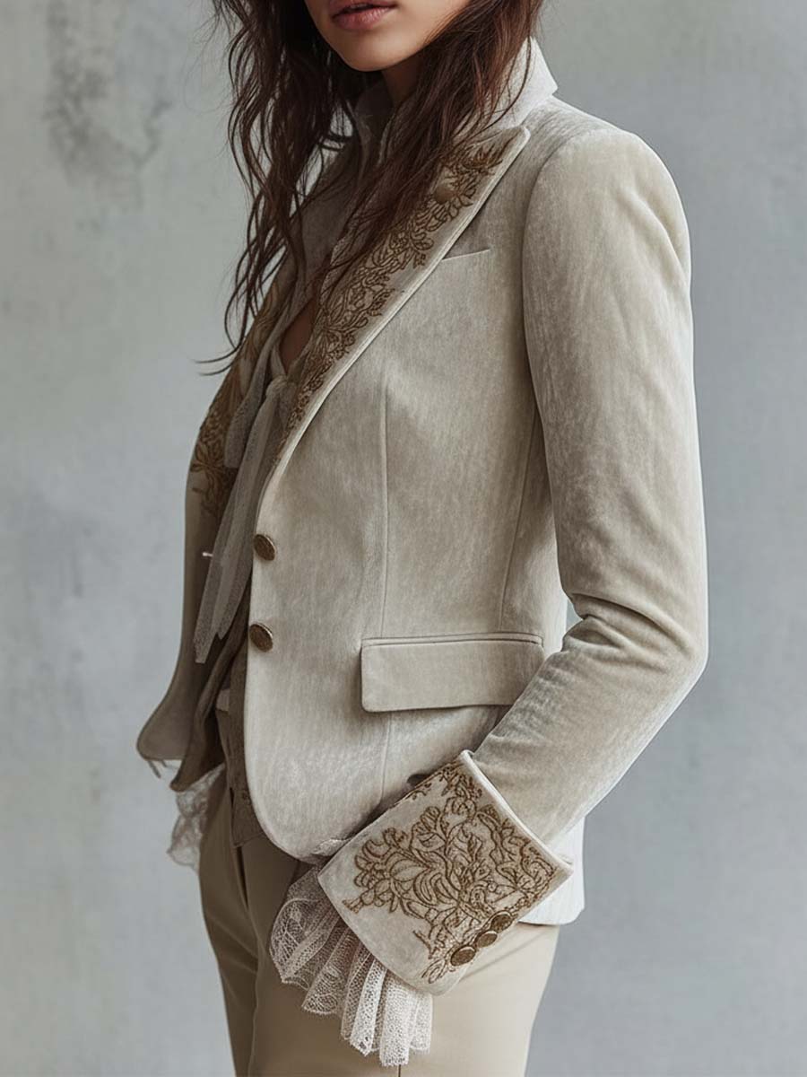 CONSTANCE | BLAZER MARFIL BORDADO DE SASTRERÍA