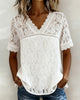 BLUSA LISO MANGA CORTA DE ENCAJE