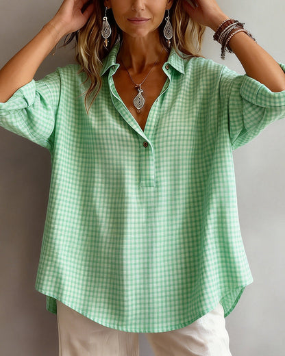 BLUSA CON CUADROS CON LA MODERNO SOLAPA
