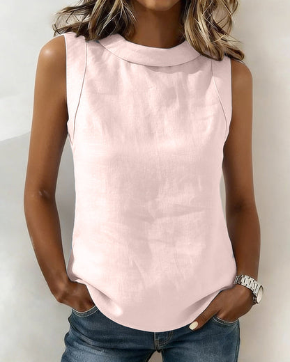 BLUSA SIN CUELLO SIN MANGAS ELEGANTE