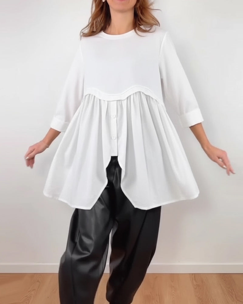 BLUSA LÍNEA A ASIMÉTRICA PLISADO