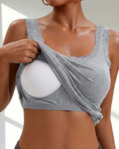 TOP DE TIRANTES MUJER CASUAL ENCAJE ACABADO ACOLCHADO