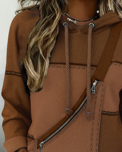 SUDADERA CON CAPUCHA ELEGANTE CON BLOQUES DE COLORES