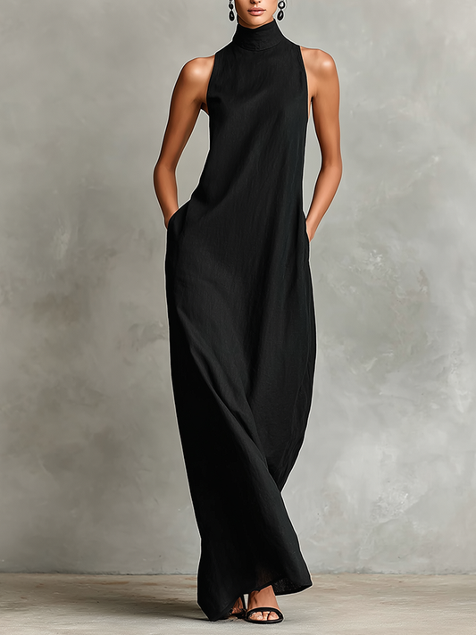 Catherine | Vestido largo negro minimalista