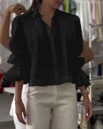 CAMISA MANGA ABULLONADA VOLANTE