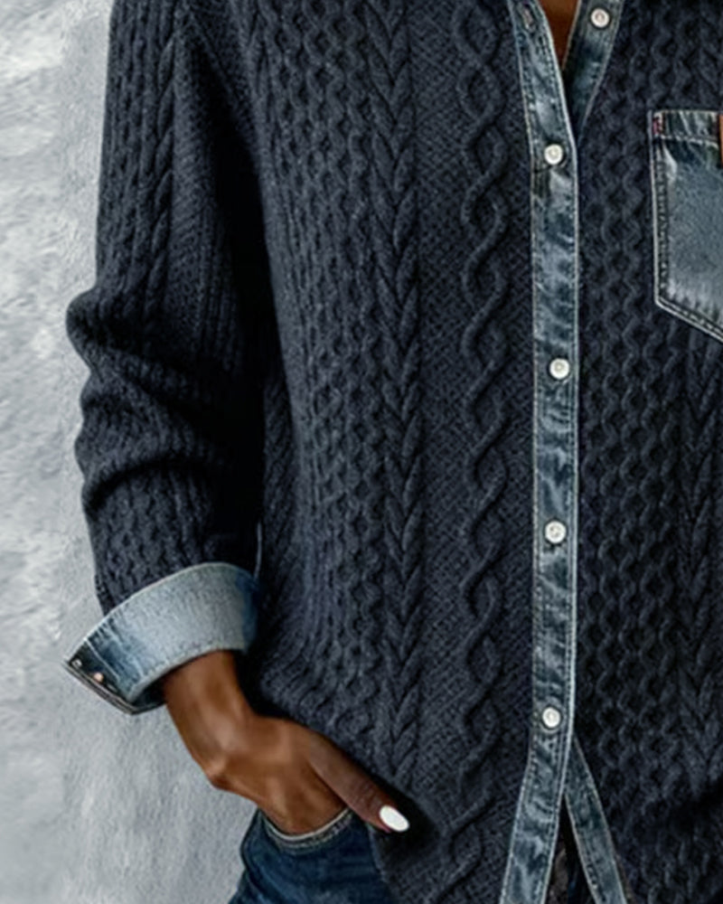 CAMISA MANGA LARGA CON PATCHWORK DENIM