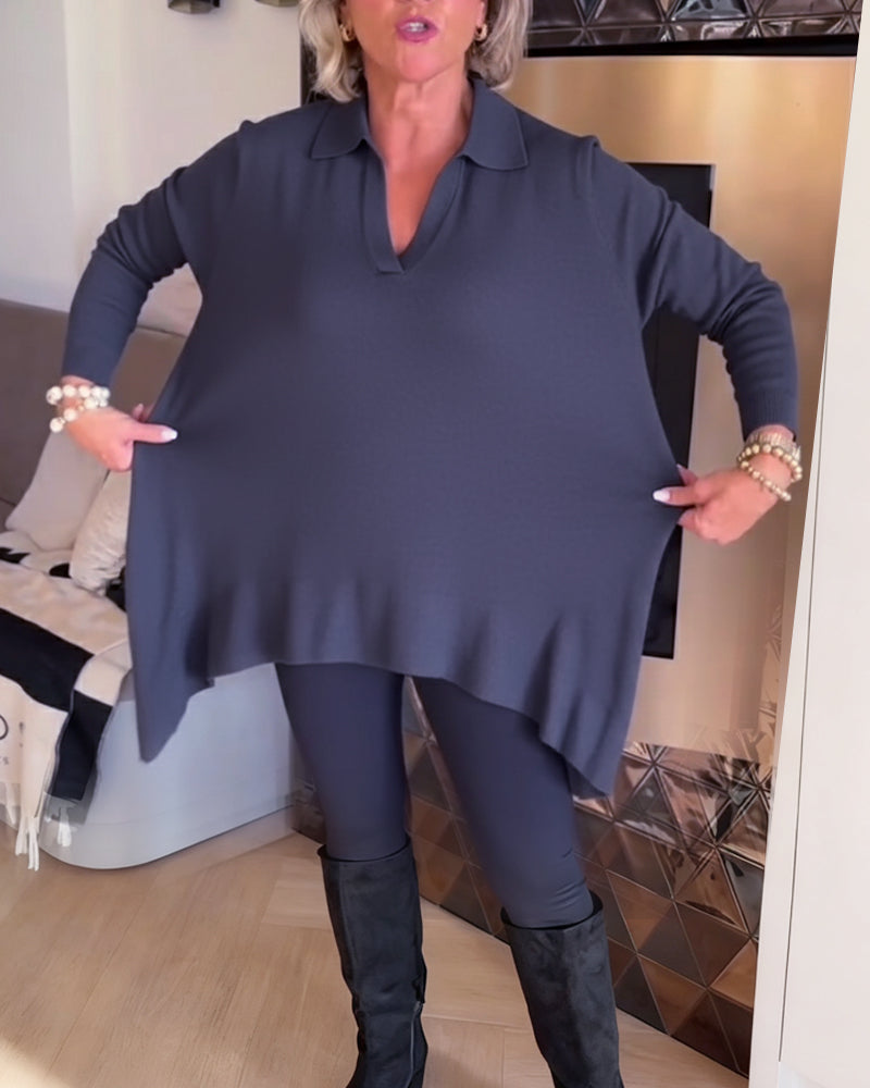 TOP CON CUELLO ASIMÉTRICO Y MANGA LARGA
