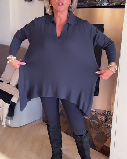 TOP CON CUELLO ASIMÉTRICO Y MANGA LARGA