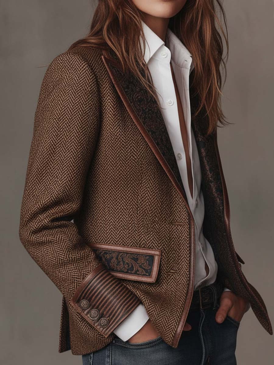 GISÈLE | BLAZER CON PANELES Y ESTAMPADO DE ESPIGA