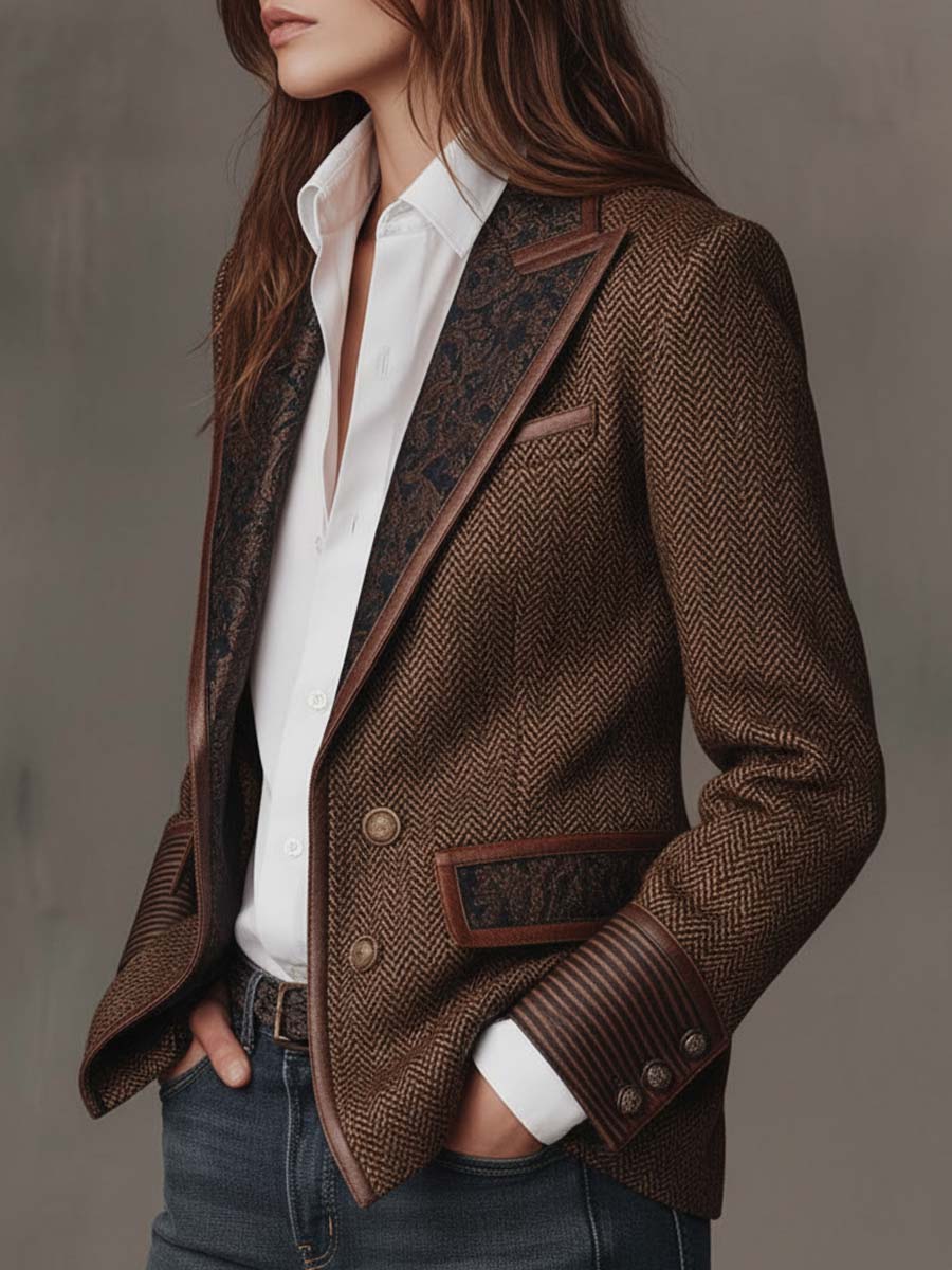 GISÈLE | BLAZER CON PANELES Y ESTAMPADO DE ESPIGA