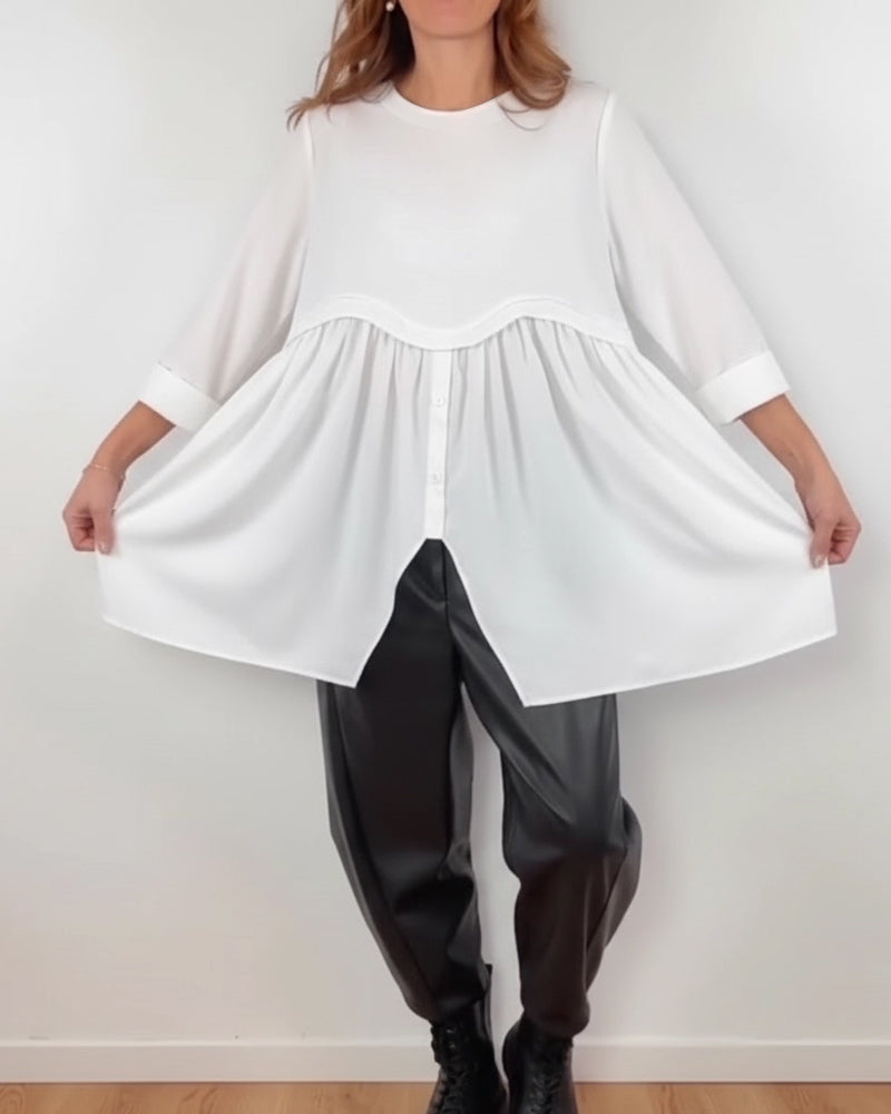 BLUSA LÍNEA A ASIMÉTRICA PLISADO