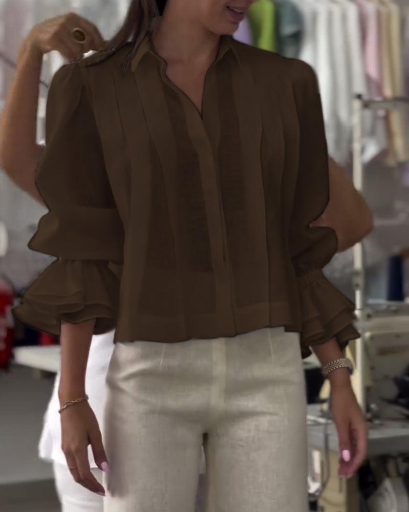 CAMISA MANGA ABULLONADA VOLANTE