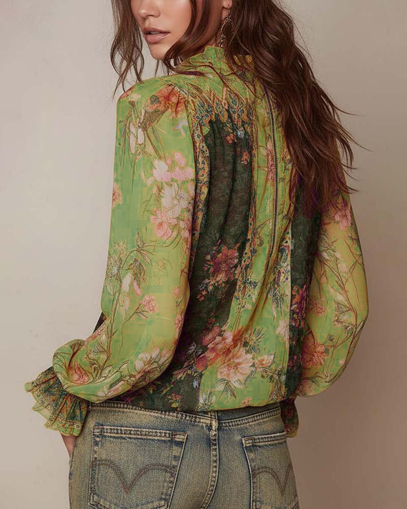 MEDIA CREMALLERA ESTAMPADO FLORAL BLUSA