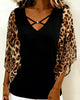 BLUSA MANGA MURCIÉLAGO ESTAMPADO DE LEOPARDO PATCHWORK