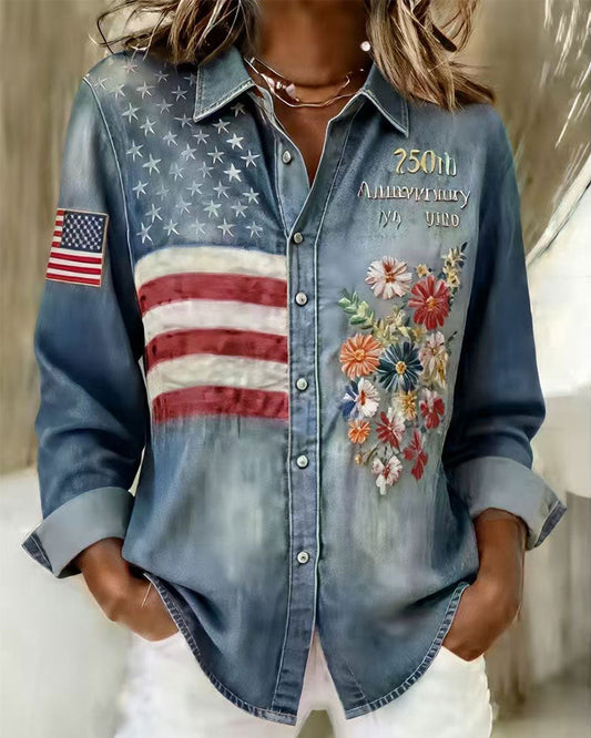 CAMISA CUELLO VUELTO ESTAMPADO