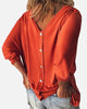 TOP CUELLO DE V ABOTONADO DE LA ESPALDA MANGAS 3/4