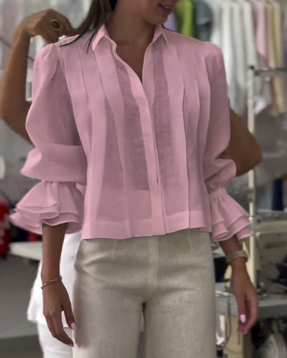CAMISA MANGA ABULLONADA VOLANTE