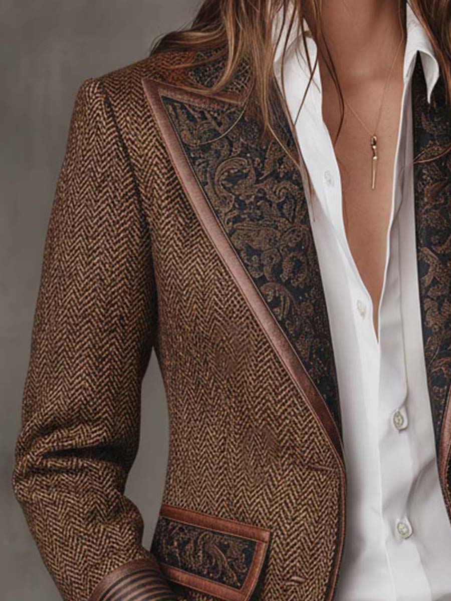 GISÈLE | BLAZER CON PANELES Y ESTAMPADO DE ESPIGA