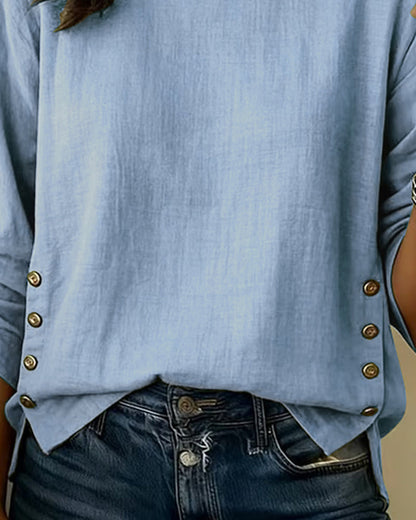 TOP CASUAL CUELLO REDONDO DISEÑO BOTÓN