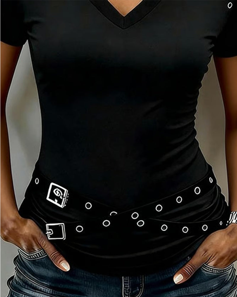 CAMISETA TIRA CRUZADA CALADO CORTE AJUSTADO