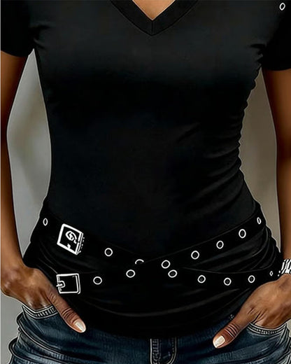 CAMISETA TIRA CRUZADA CALADO CORTE AJUSTADO