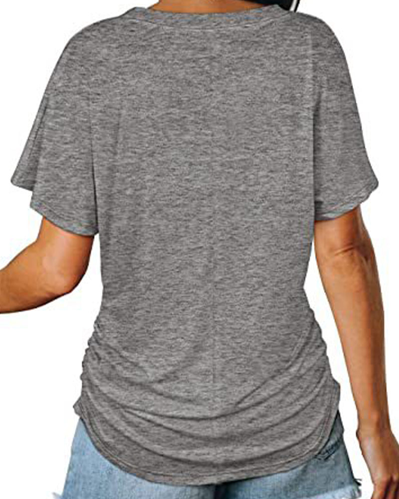 CAMISETA PLISADO LISO CUELLO DE V