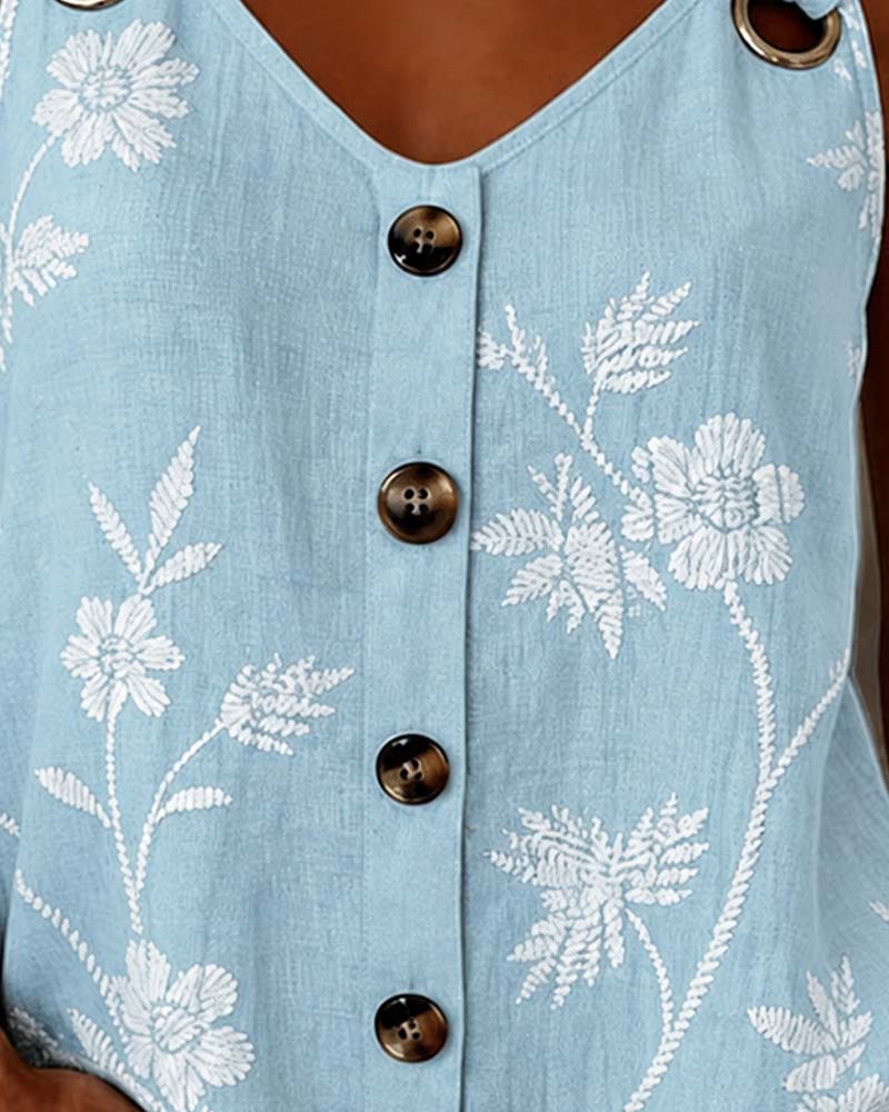 TOP DE TIRANTES FLORAL CAMISOLA ANILLO METÁLICO