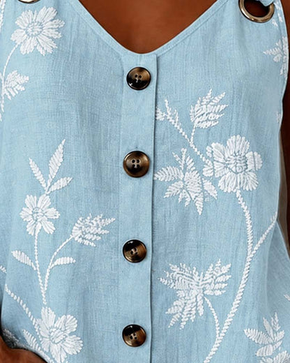 TOP DE TIRANTES FLORAL CAMISOLA ANILLO METÁLICO