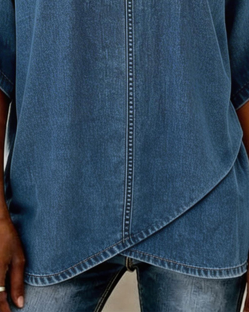 TOP CUELLO DE V CASUAL DENIM