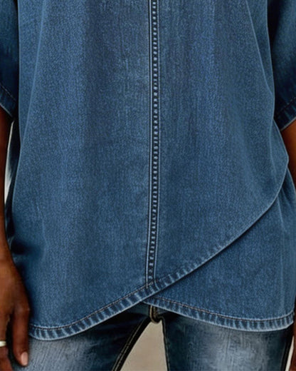 TOP CUELLO DE V CASUAL DENIM