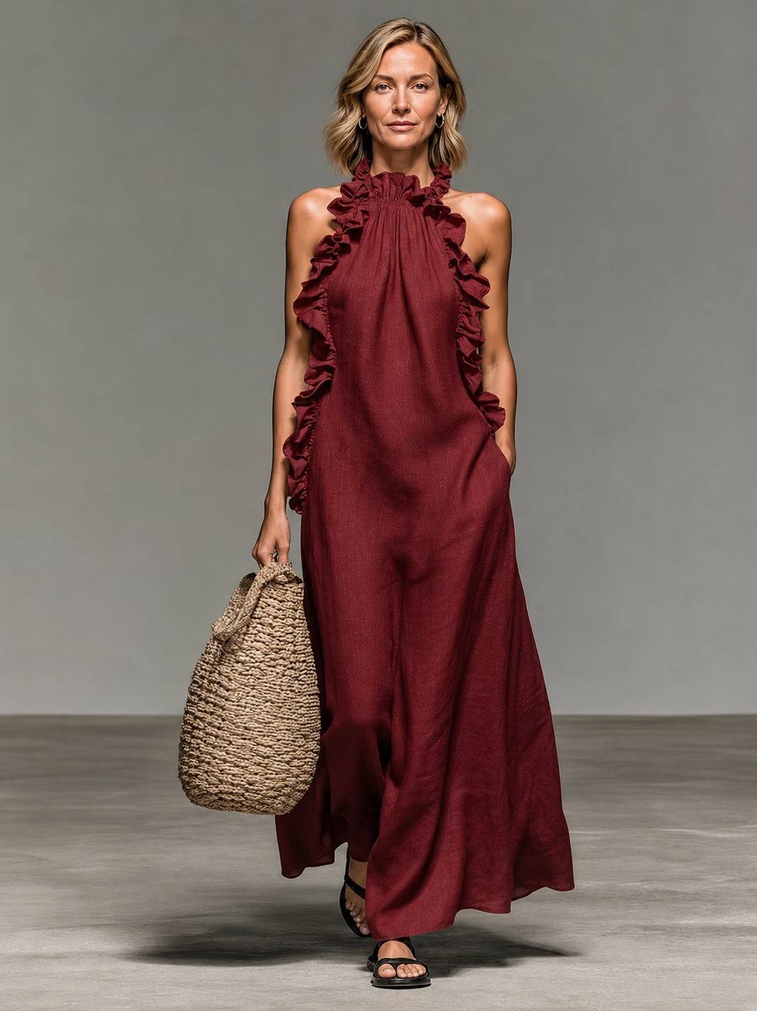 EMMA | VESTIDO LARGO CON VOLANTES SUAVES