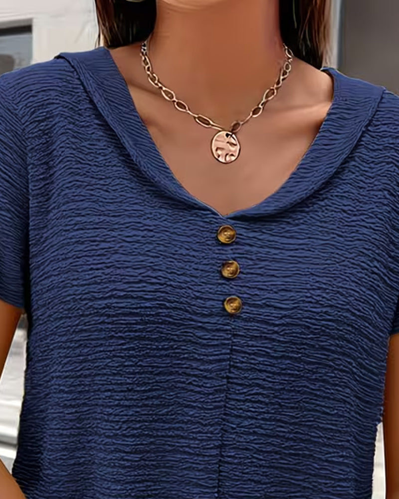 CAMISETA CUELLO PETER PAN TRES BOTONES