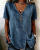 BLUSA DE DENIM CON CUELLO DE V CON ABERTURA