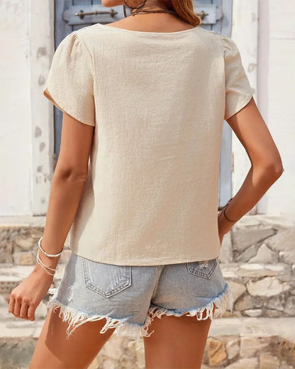 BLUSA MODERNO URBANA CUELLO DE ASIMÉTRICO MANGA CORTA