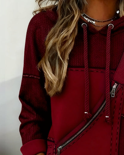 SUDADERA CON CAPUCHA ELEGANTE CON BLOQUES DE COLORES