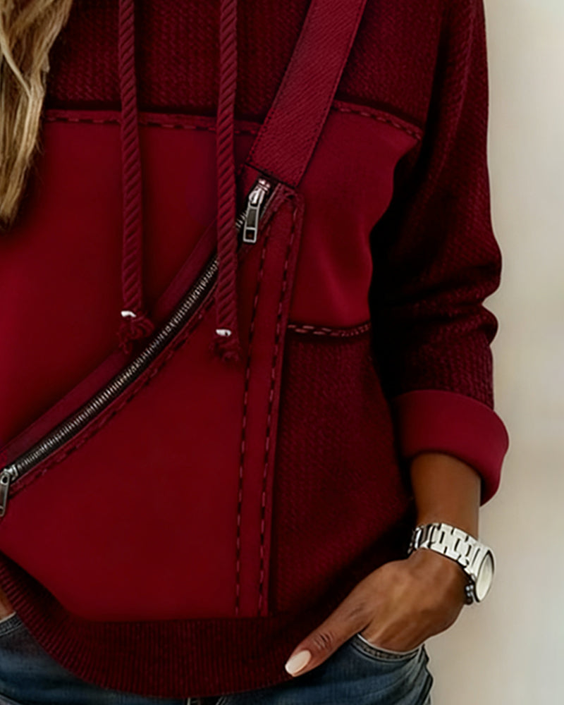 SUDADERA CON CAPUCHA ELEGANTE CON BLOQUES DE COLORES