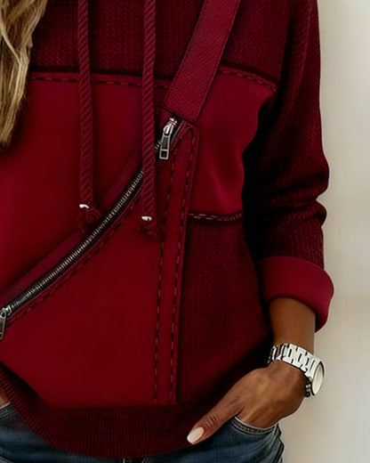SUDADERA CON CAPUCHA ELEGANTE CON BLOQUES DE COLORES