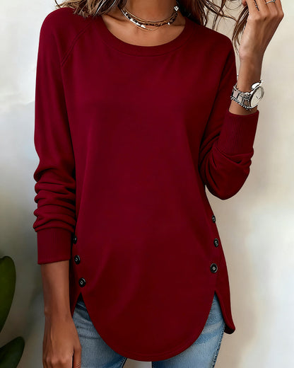 SUDADERA CON BAJO ASIMÉTRICO Y MANGAS RAGLÁN