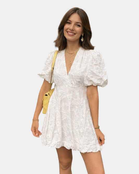Anastasie | Minivestido bordado con mangas de volante