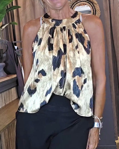 TOP DE TIRANTES ESTAMPADO DE LEOPARDO CUELLO REDONDO