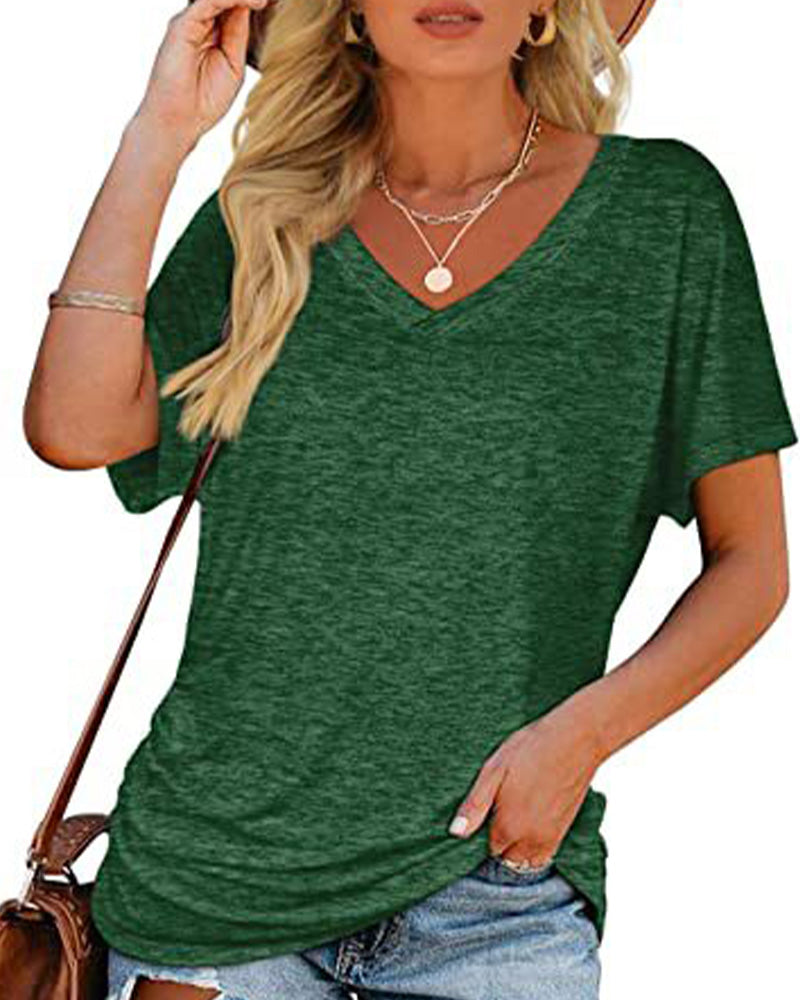 CAMISETA PLISADO LISO CUELLO DE V