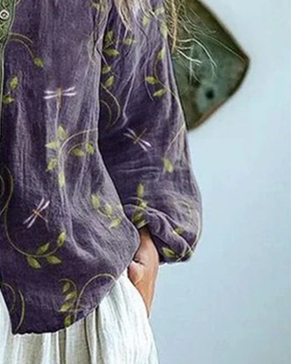 BLUSA BORDADO LIBÉLULA CUELLO DE V