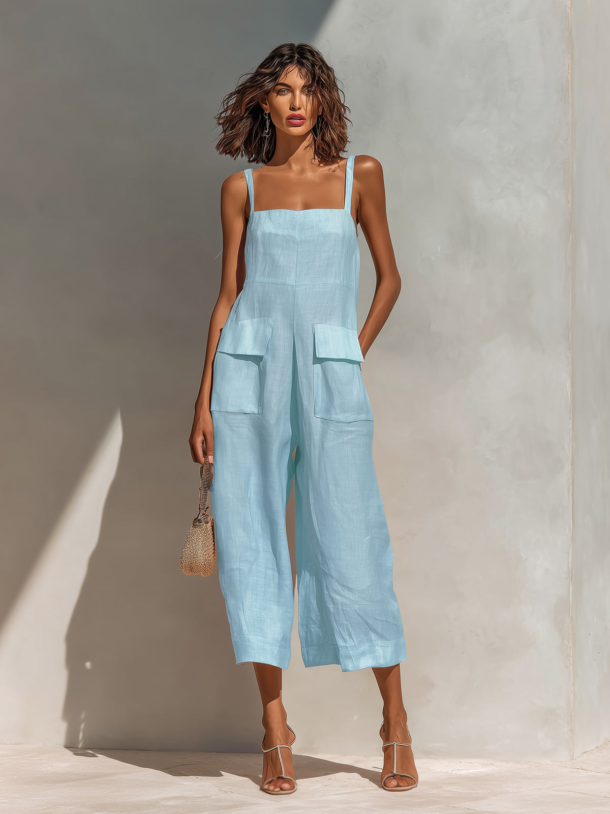 Léna | Mono elegante de tirantes finos y pernera ancha