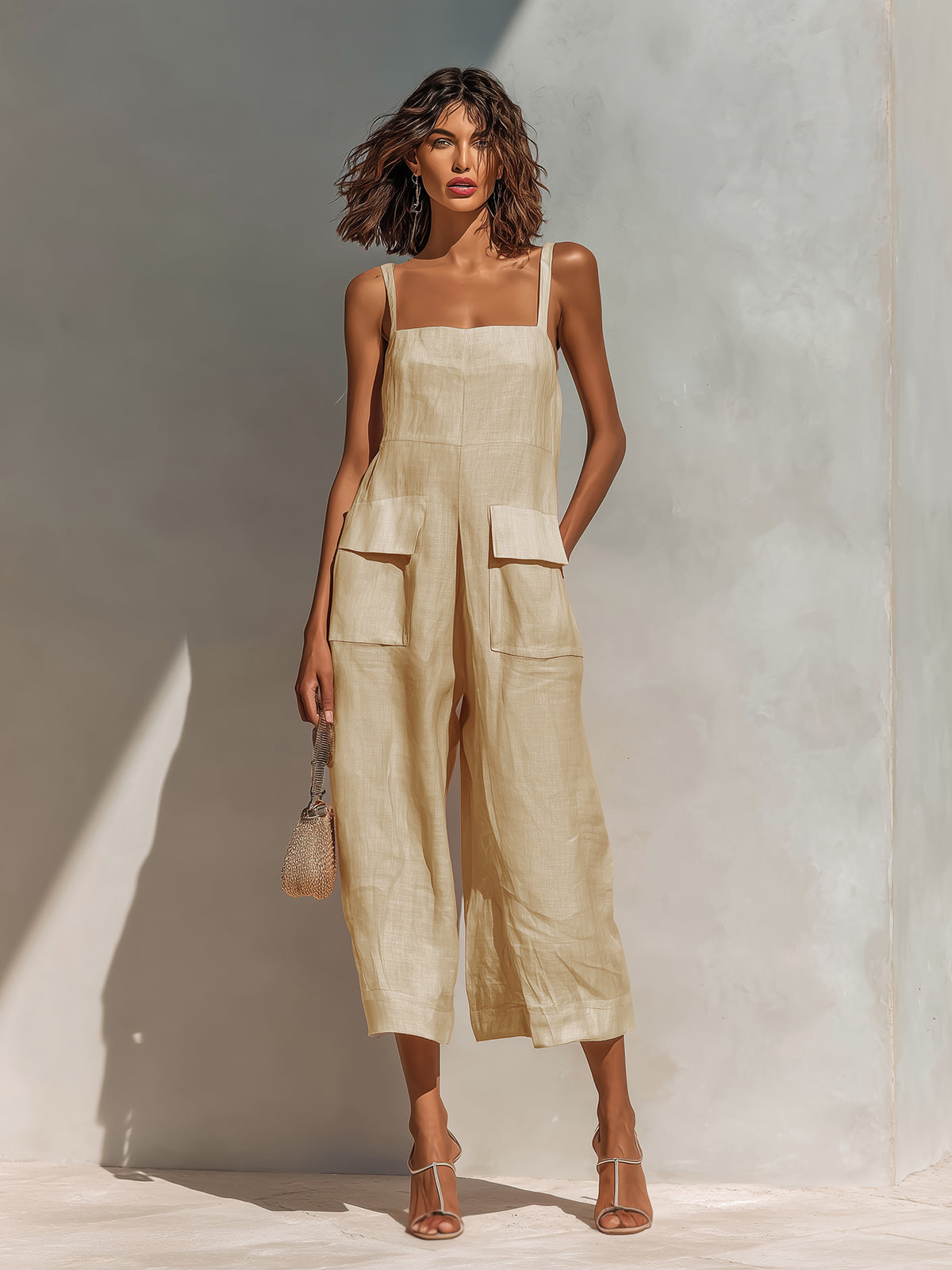 Léna | Mono elegante de tirantes finos y pernera ancha