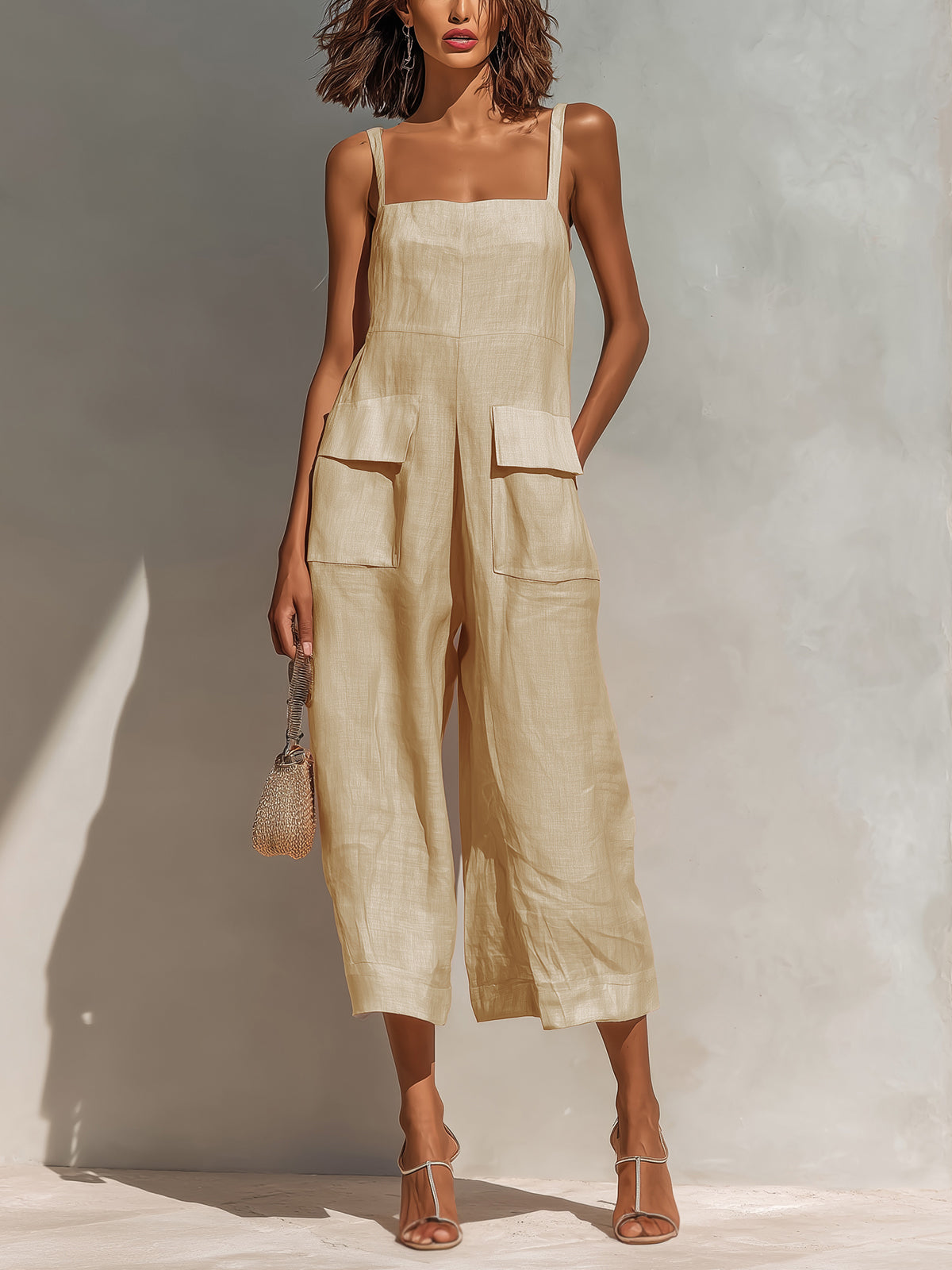 Léna | Mono elegante de tirantes finos y pernera ancha