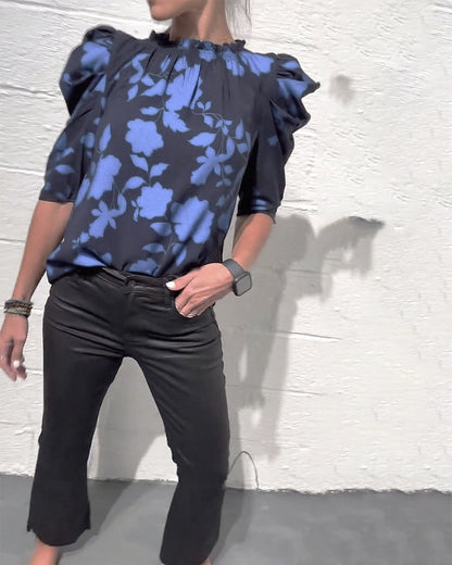 BLUSA MANGA ABULLONADA VOLANTE