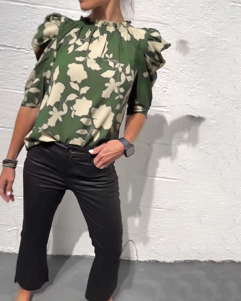 BLUSA MANGA ABULLONADA VOLANTE
