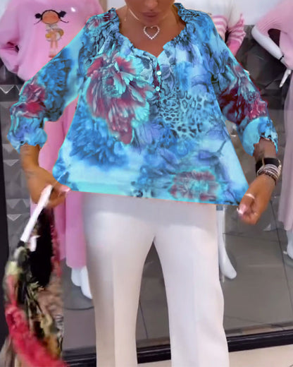 BLUSA CUELLO DE V ESTAMPADO FLORAL