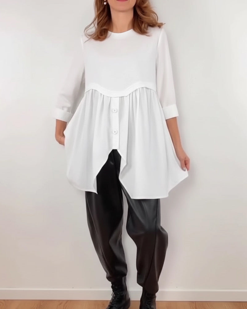 BLUSA LÍNEA A ASIMÉTRICA PLISADO